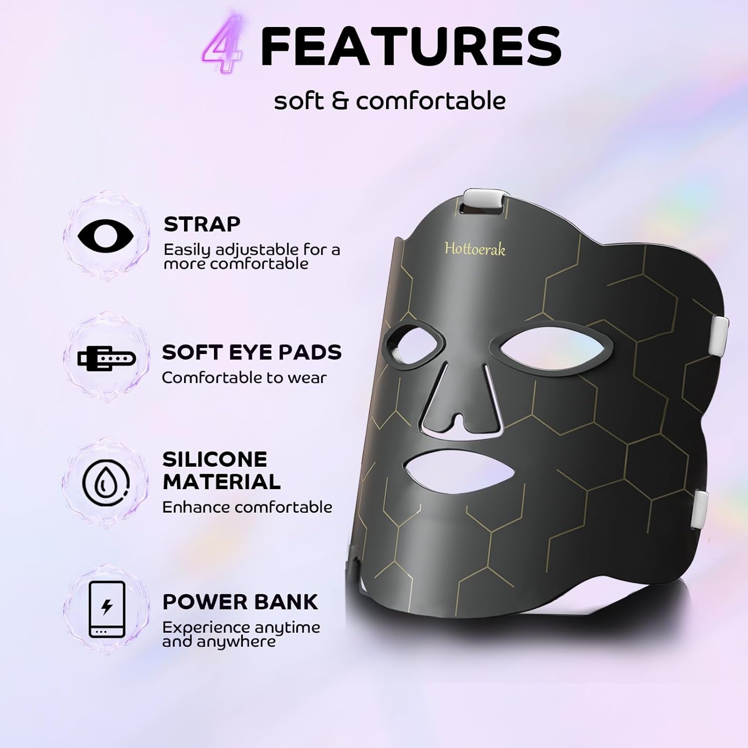 Red Light Therapy for Face, Portable and Soft LED Face Mask Light Therapy Suitable for Home or Travel