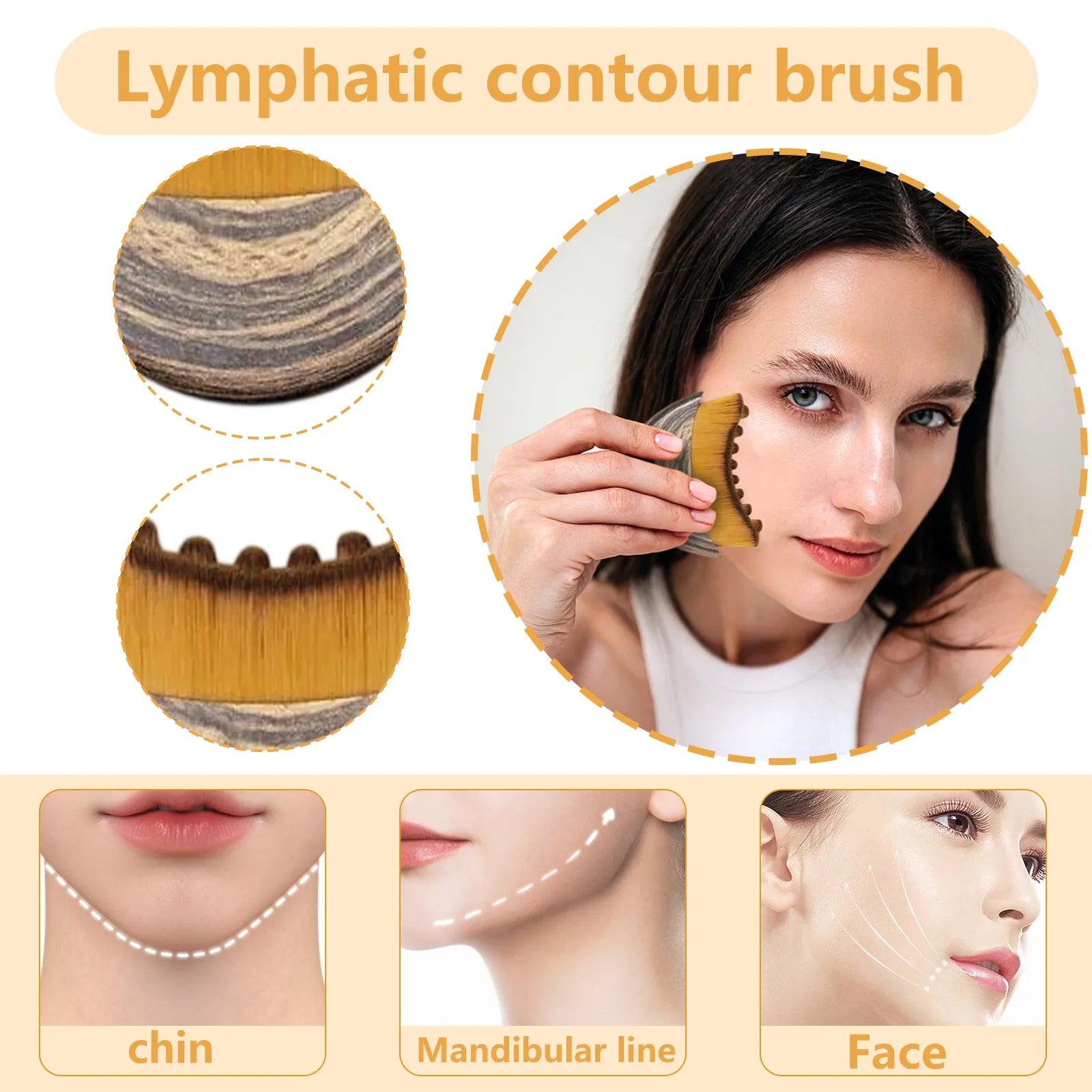 Lymphatic Contour Face Brush, Lymphatic Drainage Massager for Face by Glowiex