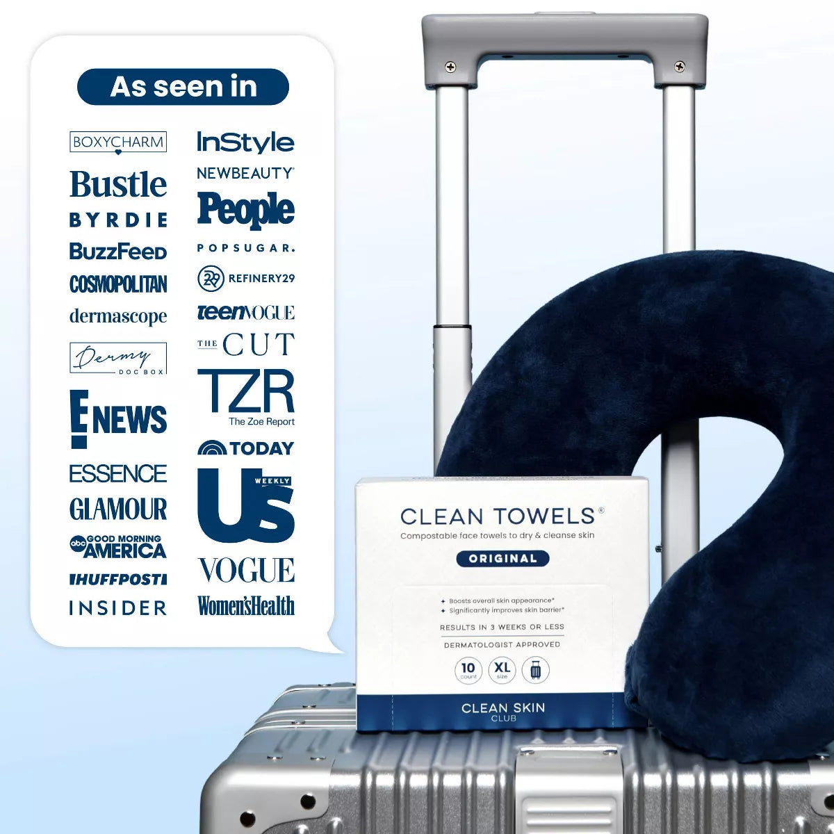 Clean Skin Club Travel Disposable Face Towel for Improved Skin - XL - 10Ct