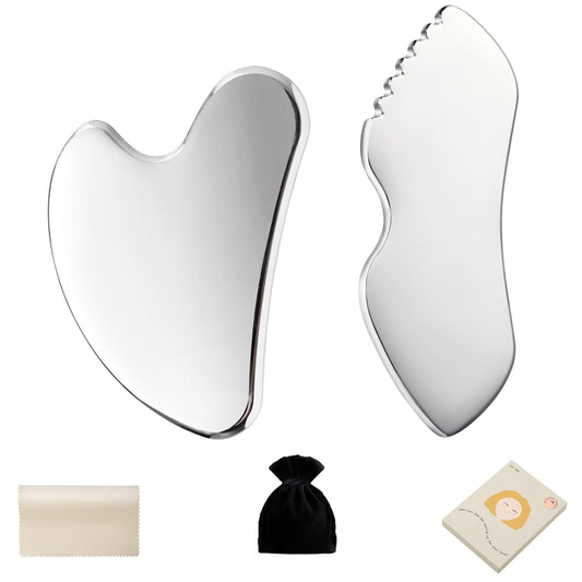 Stainless Steel Gua Sha Set Face Massager Metal Gua Sha Facial Tools Body Lymphatic Drainage Massager Guasha Sculpting Tool Skin Care Gifts for Women