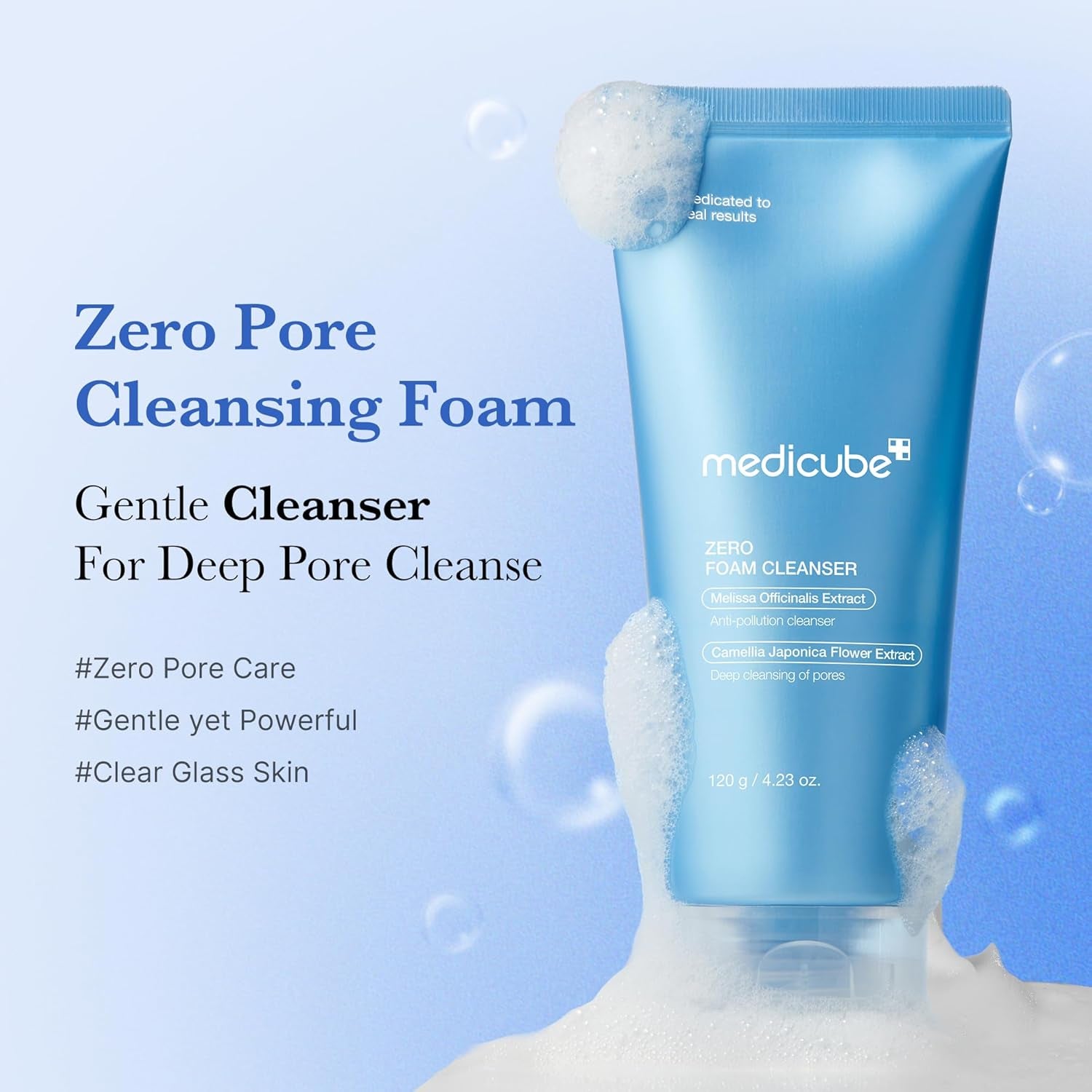 Facial Cleanser Zero Foam Cleanser | Daily Gentle Cleansing Foam for Sensitive Skin | Excess Sebum Control, Hydration, Pore Minimization | Korean Skincare, 4.23 Oz